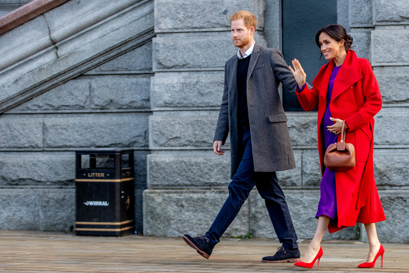Prince Harry, Duke of Sussex and Meghan, Duchess of Sussex during an official visit to Birkenhead on January 14, 2019 in Birkenhead, United Kingdom.